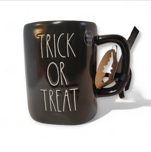 Rae Dunn Trick or Treat with Crow Double-sided Mug black - Picture 3 of 6